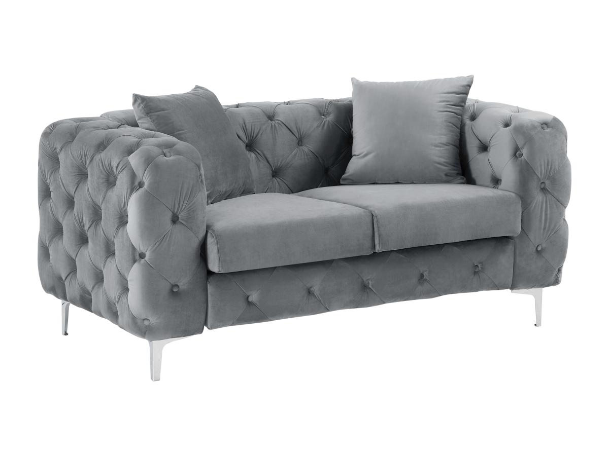 Chesterfield-Sofa 2-Sitzer - Samt - Anthrazit - EDWINA günstig online kaufen