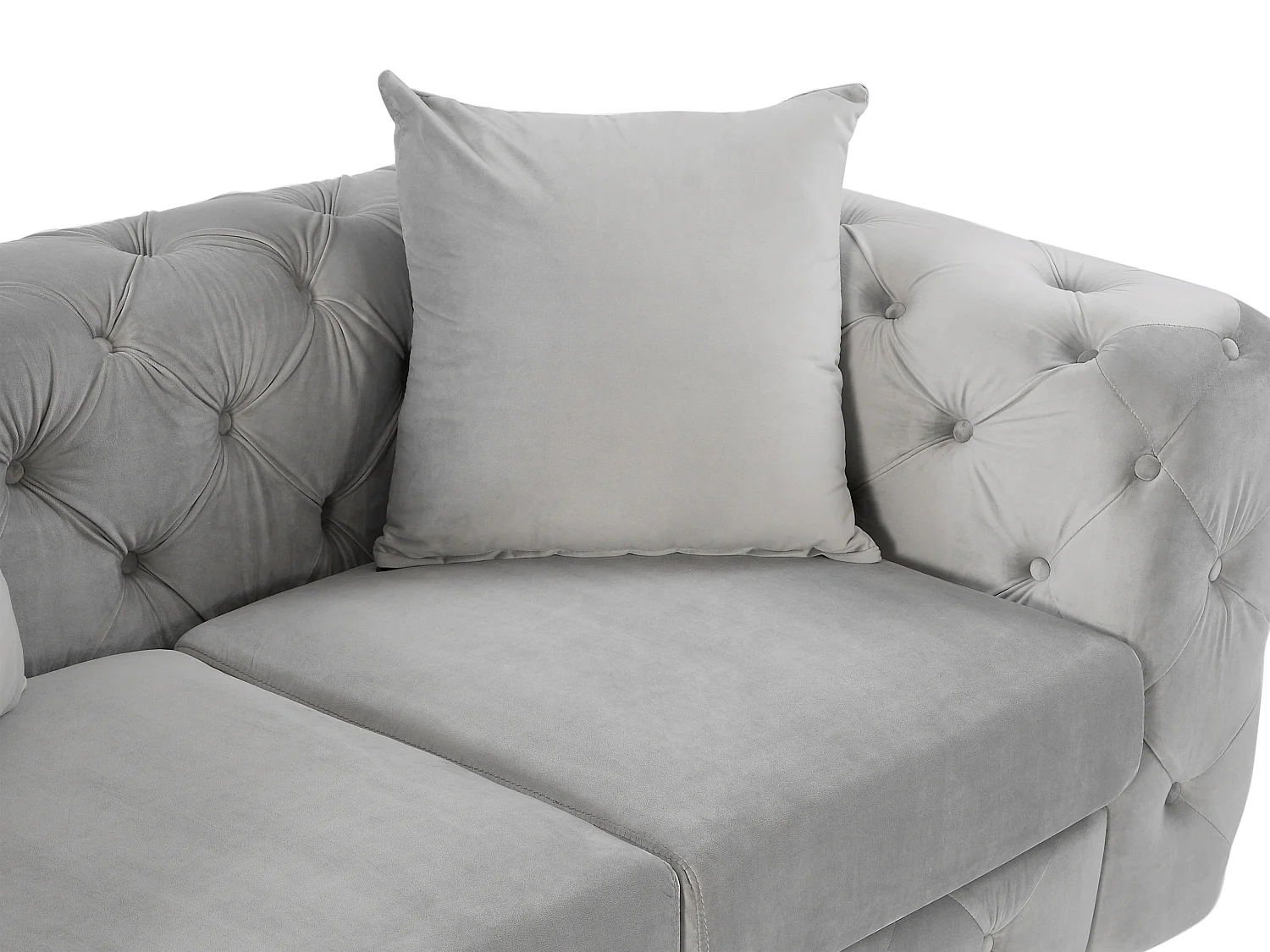 Chesterfield-Sofa 2-Sitzer - Samt - Hellgrau - EDWINA