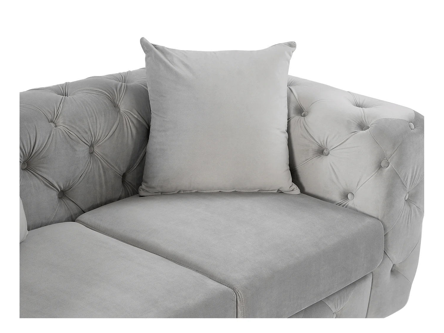 Canapé 2 places chesterfield en velours gris clair EDWINA
