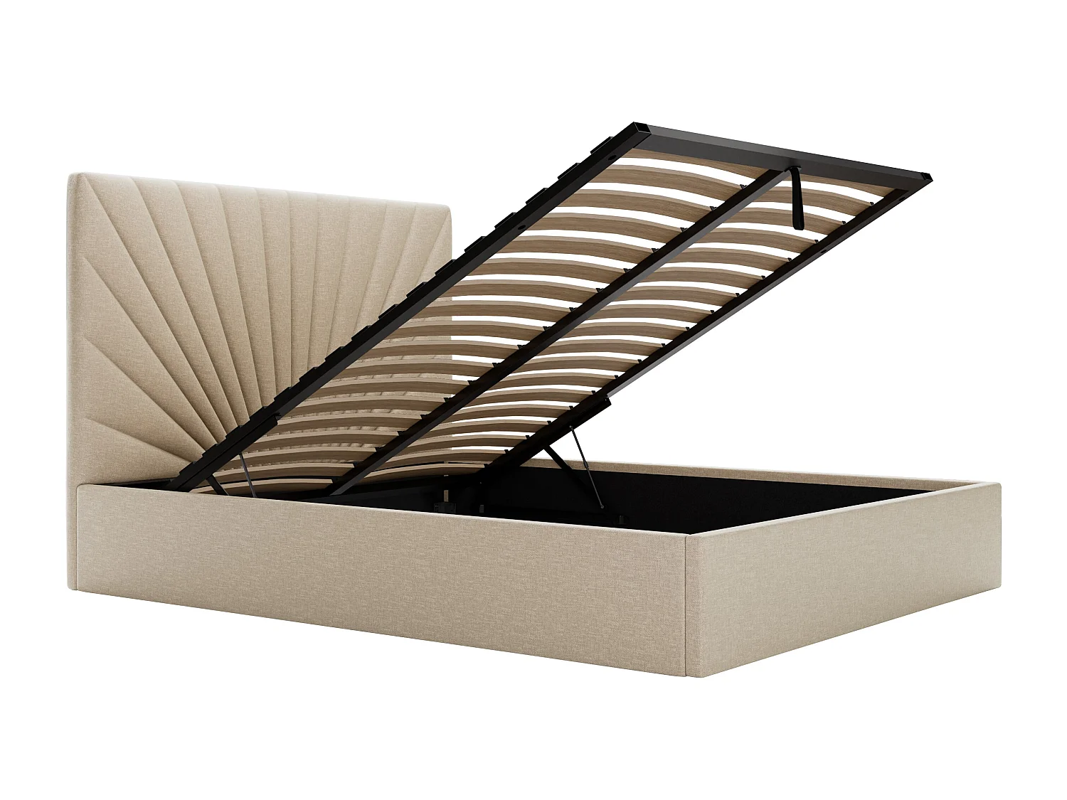 Bed met opbergruimte 160 x 200 cm - Stof - Beige + matras - RILIODA van Pascal Morabito