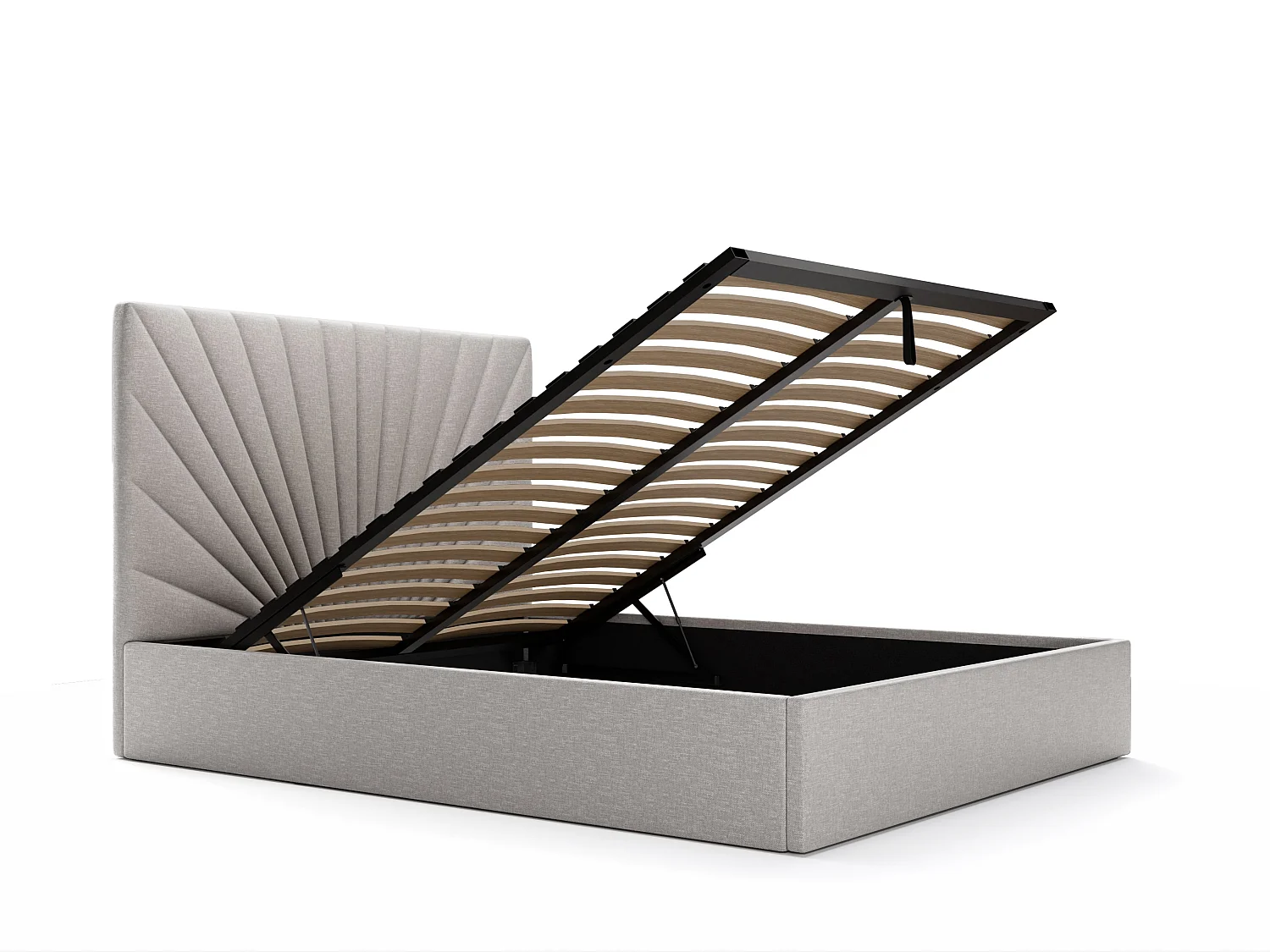 Lit coffre 140 x 190 cm - Tissu - Gris clair + Matelas - RILIODA de Pascal Morabito