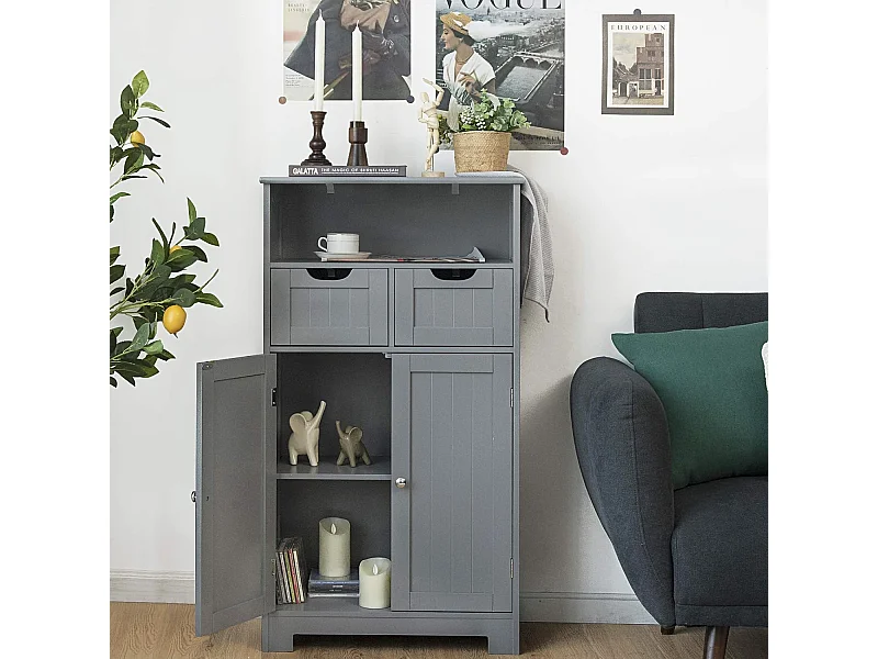 Freistehender Schrank mit Schubladen für die Küche Badezimmer 60 x 30 x 109cm Grau