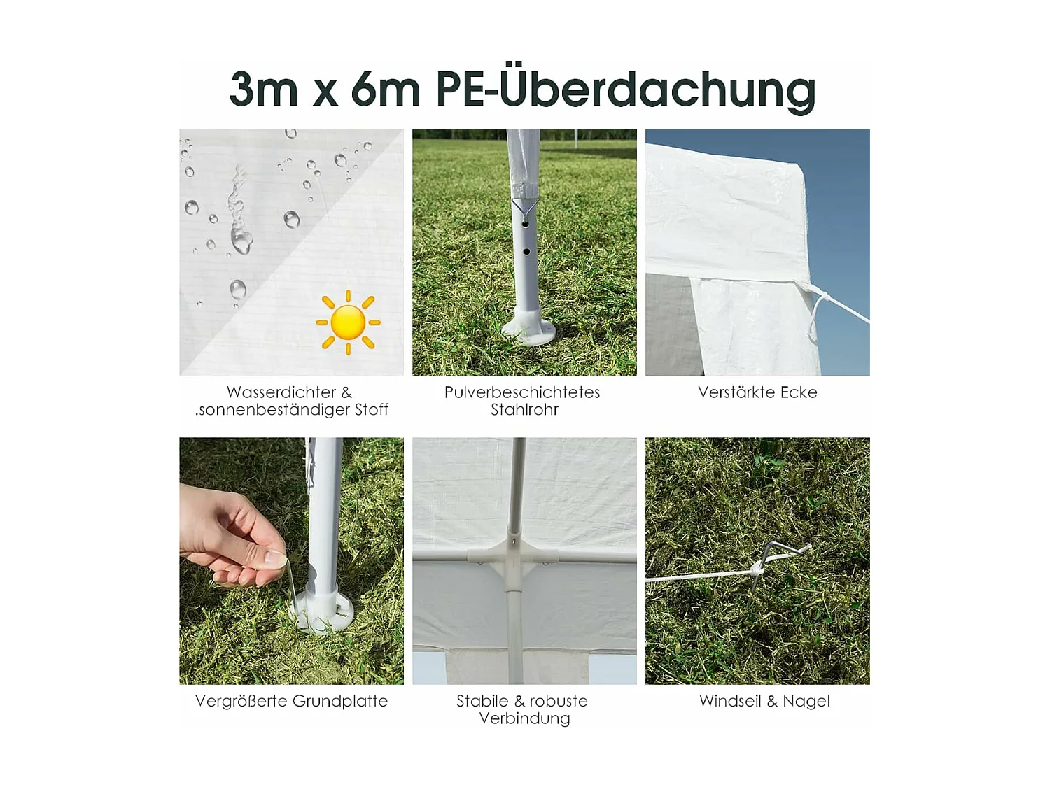 Gartenpavillon Partyzelt 6m x 3m