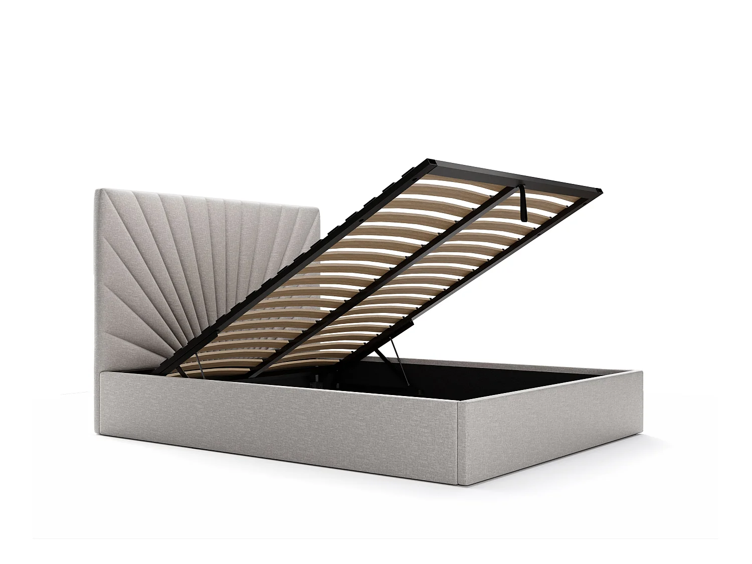 Lit coffre 160 x 200 cm - Tissu - Gris clair + Matelas - RILIODA de Pascal Morabito