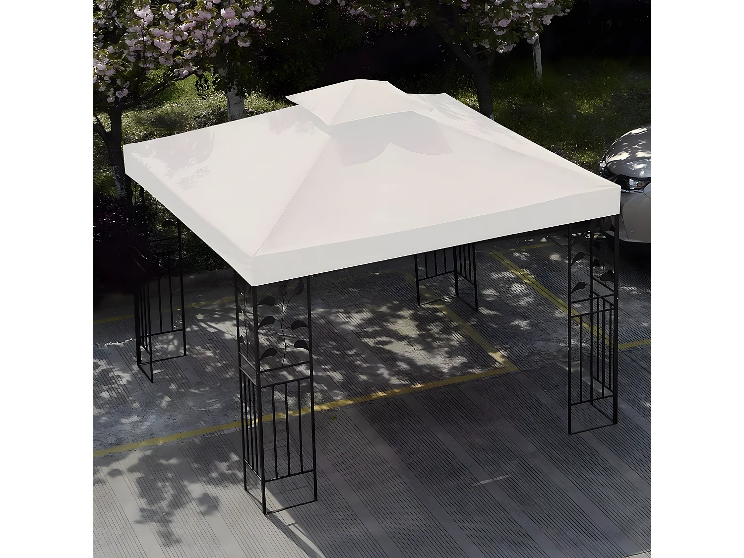 Toile de Rechange pour Pavillon Toile de Toit pour Tente Canopée pour Tonnelles 300 x 300 cm Beige