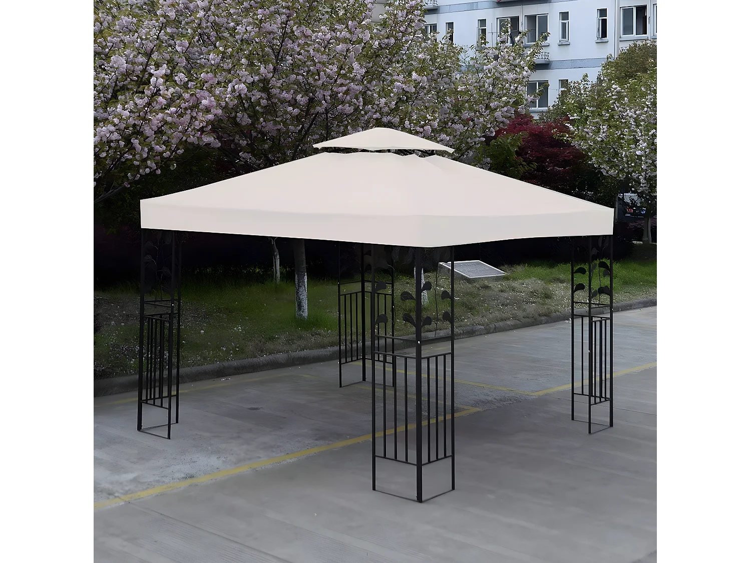 Toile de Rechange pour Pavillon Toile de Toit pour Tente Canopée pour Tonnelles 300 x 300 cm Beige