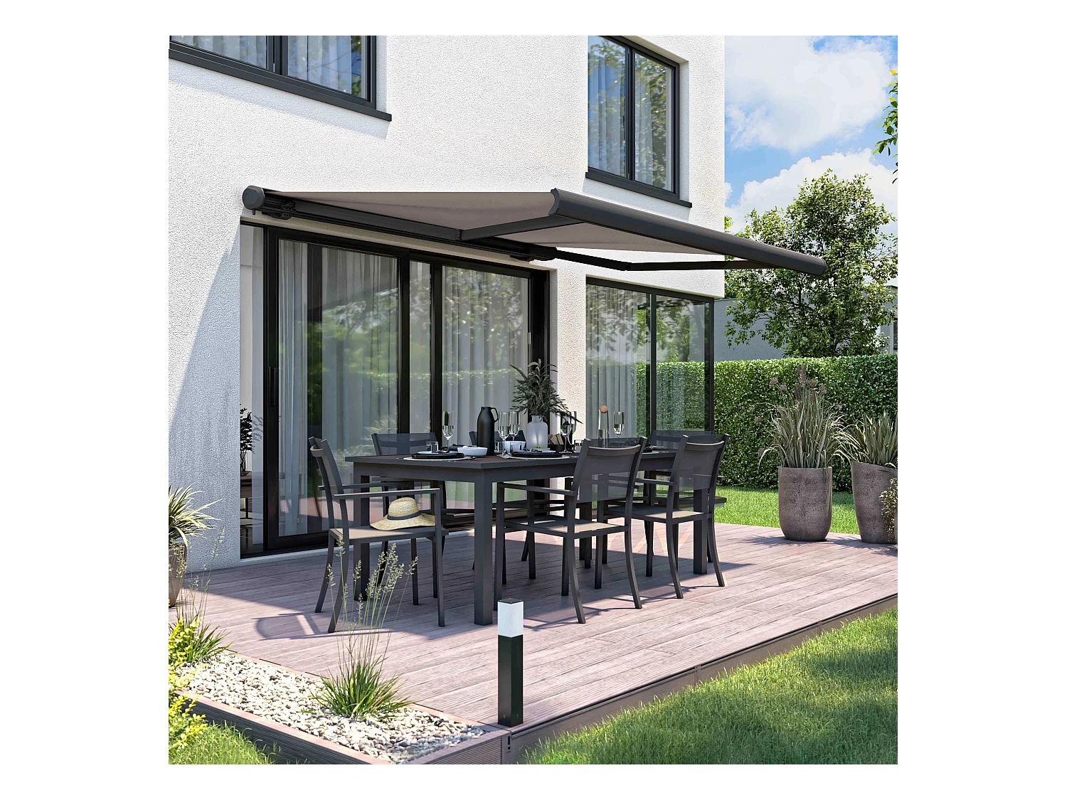 Store banne coffre integral 2.5x2m aluminium taupe