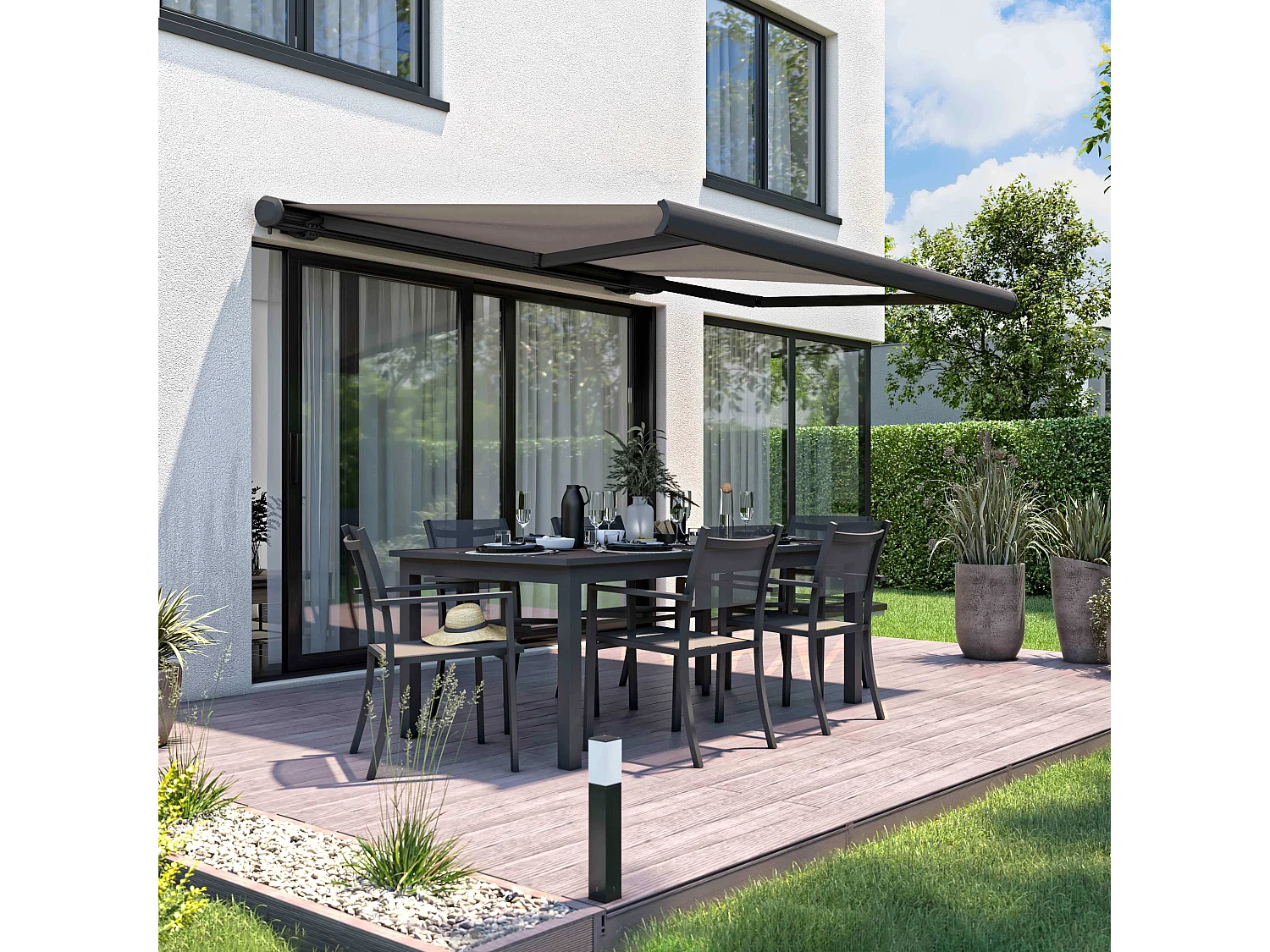 Store banne coffre integral 2.5x2m aluminium taupe