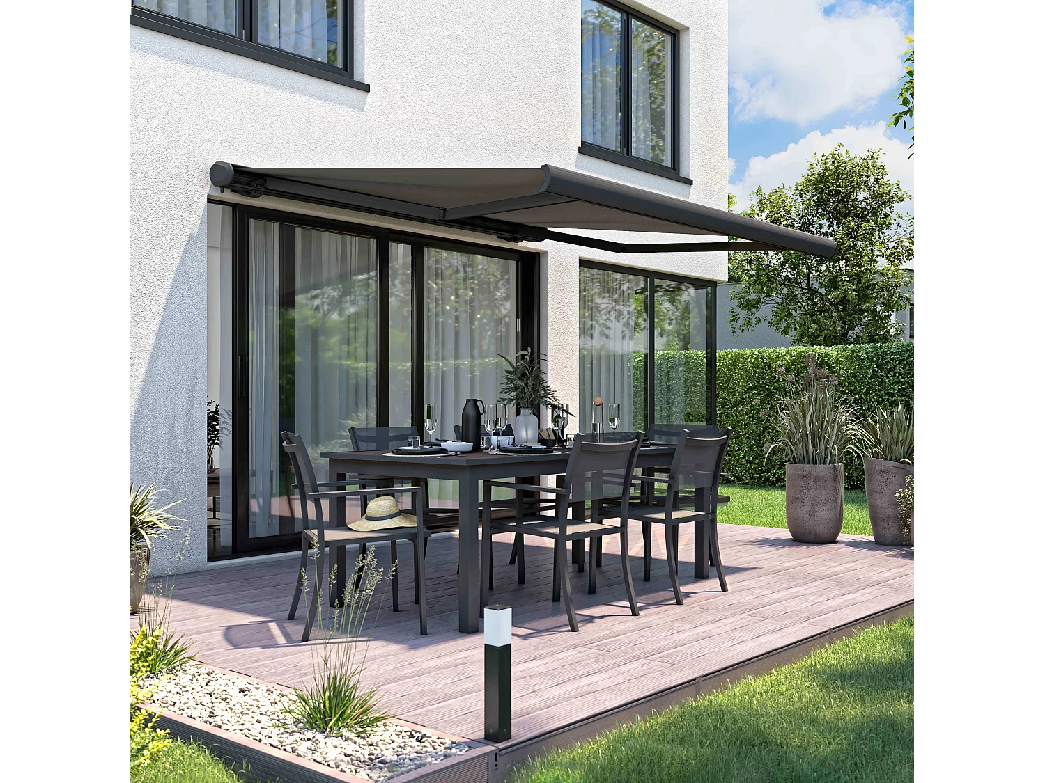 Store banne coffre integral 2.5x2m aluminium gris