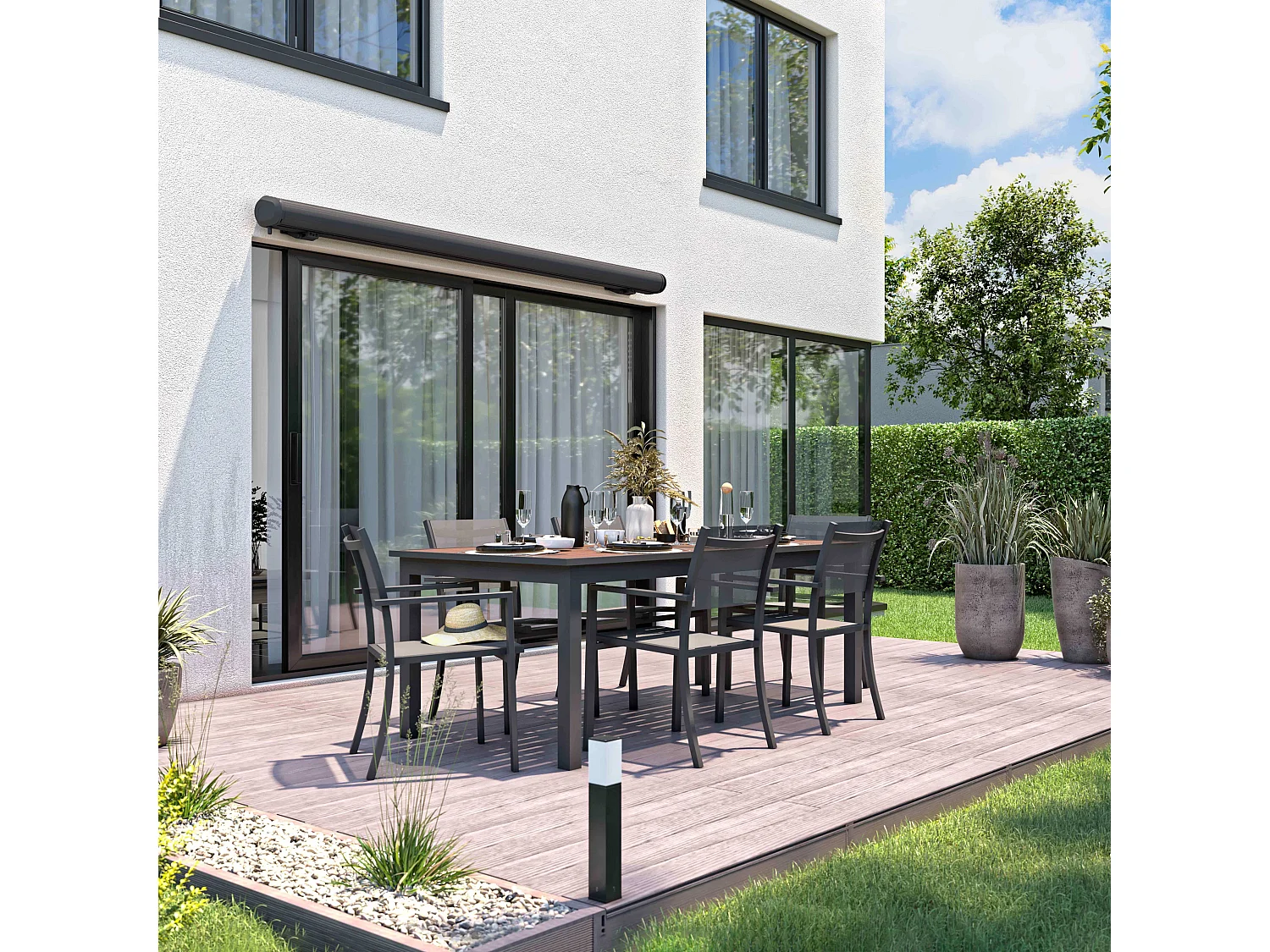 Store banne coffre integral 2.5x2m aluminium gris