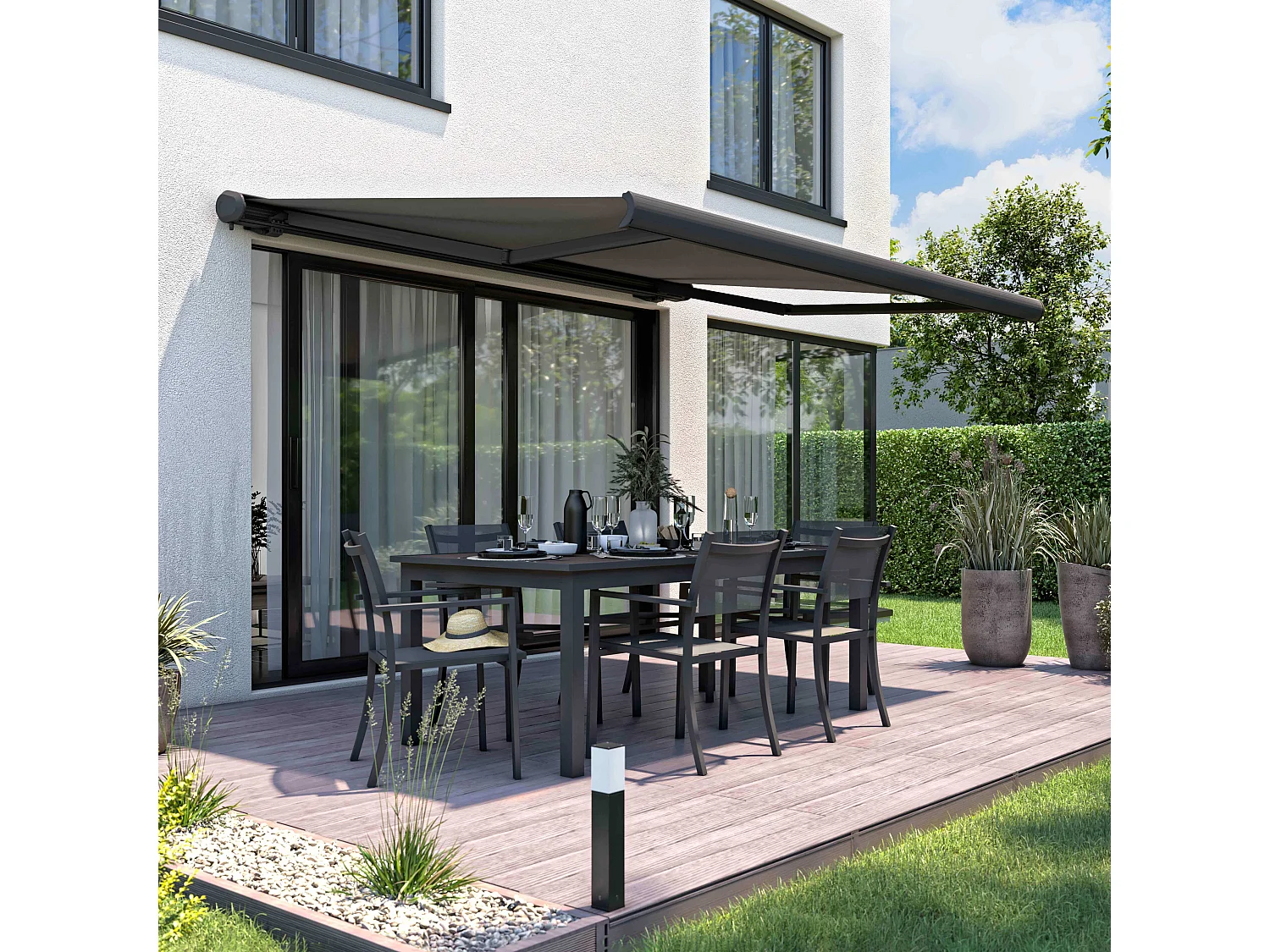 Store banne coffre integral 2.95x2.5m aluminium gris