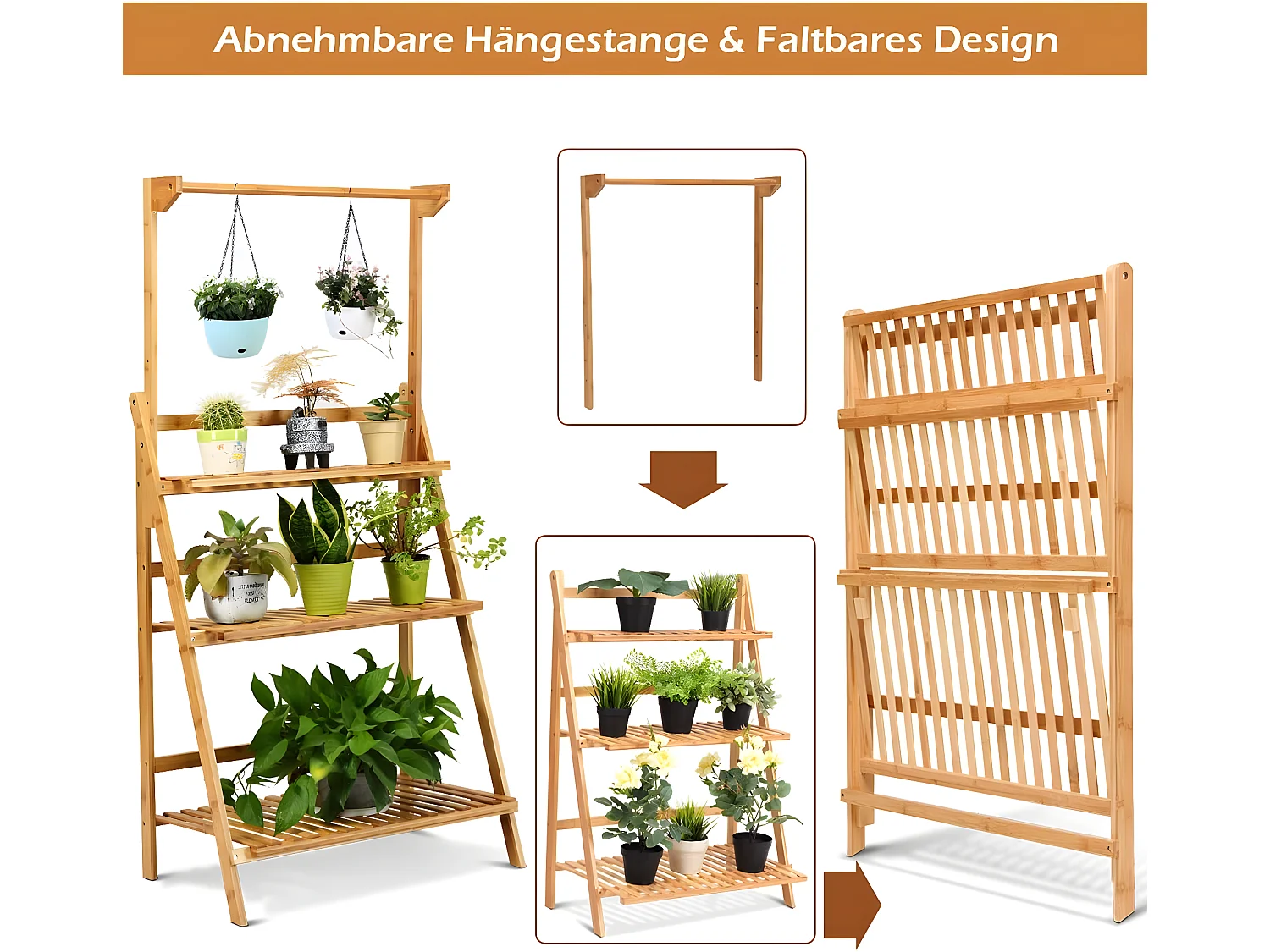3-Ebenen Pflanzenleiter Pflanzenregal