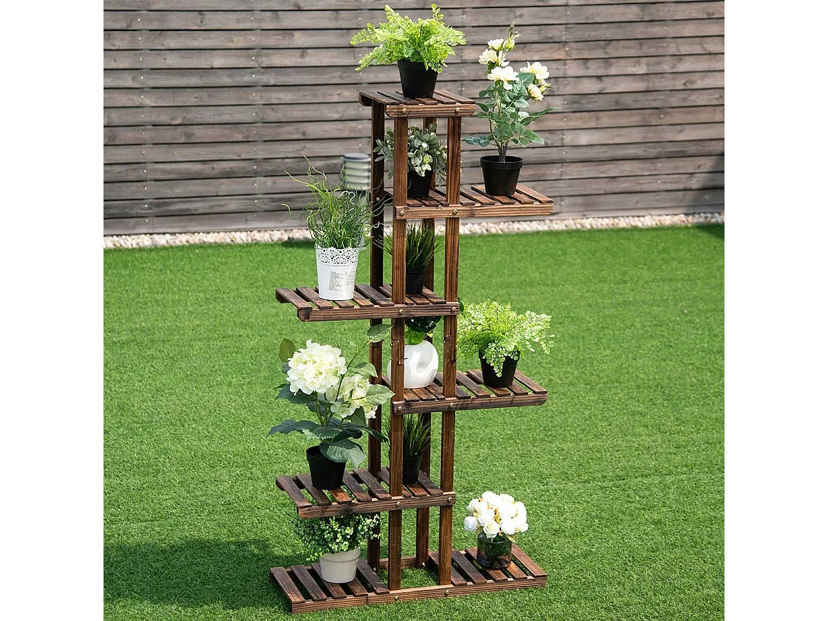 Pflanzentreppe Garten Blumenregal Blumenständer Holz 75x25x140cm