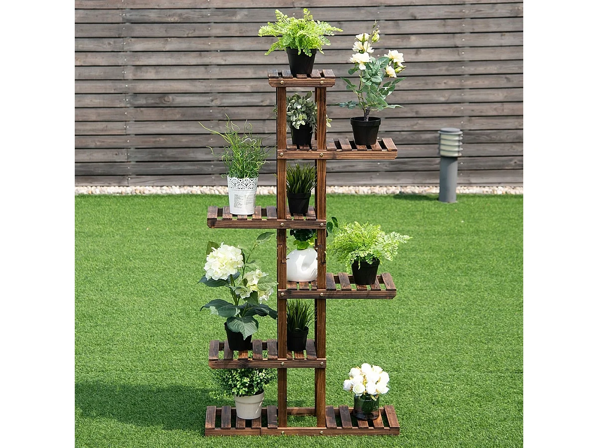 Pflanzentreppe Garten Blumenregal Blumenständer Holz 75x25x140cm