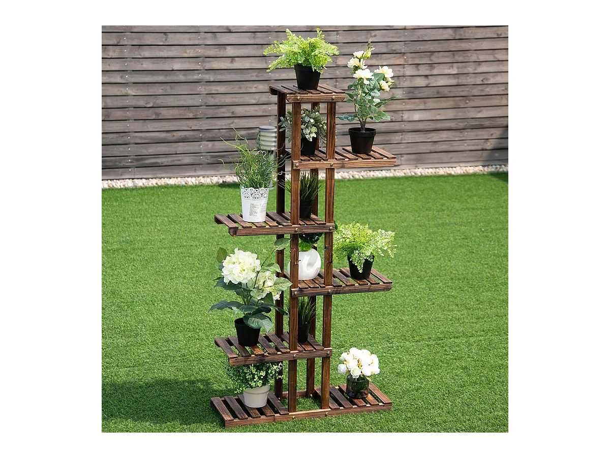 Pflanzentreppe Garten Blumenregal Blumenständer Holz 75x25x140cm
