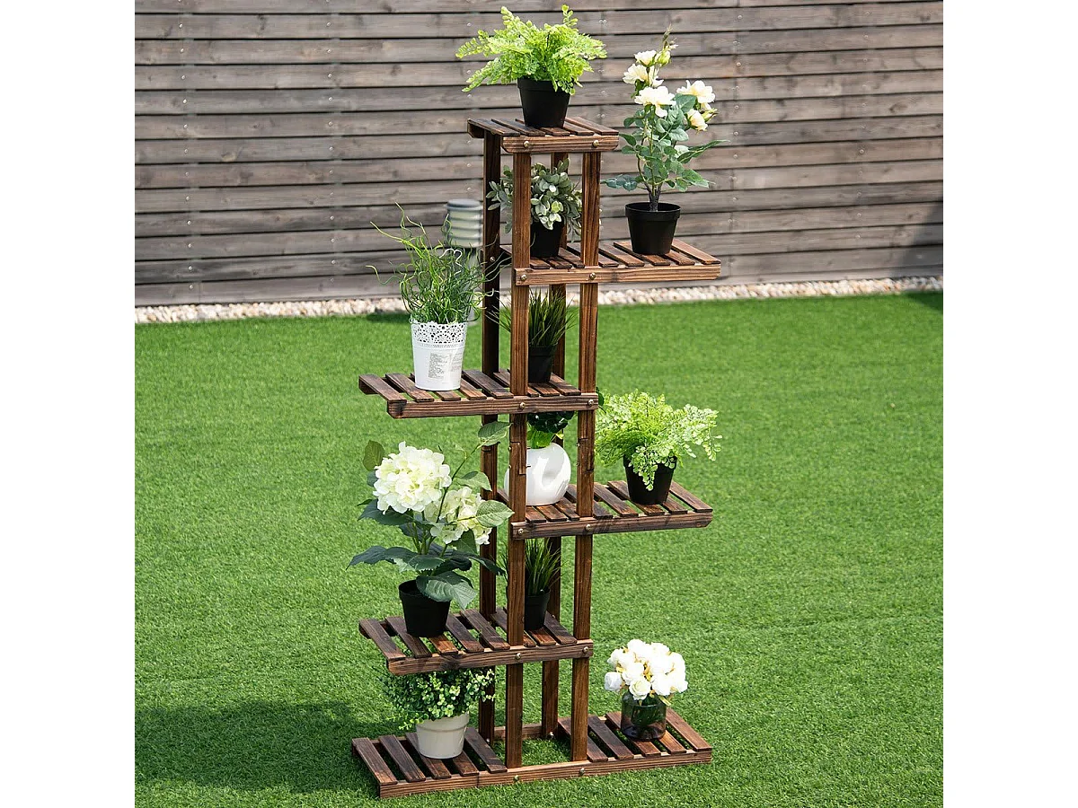 Scaffale di legno multilivello per fiori e piante, Scaffale per interno esterno giardino cortile salone e balcone