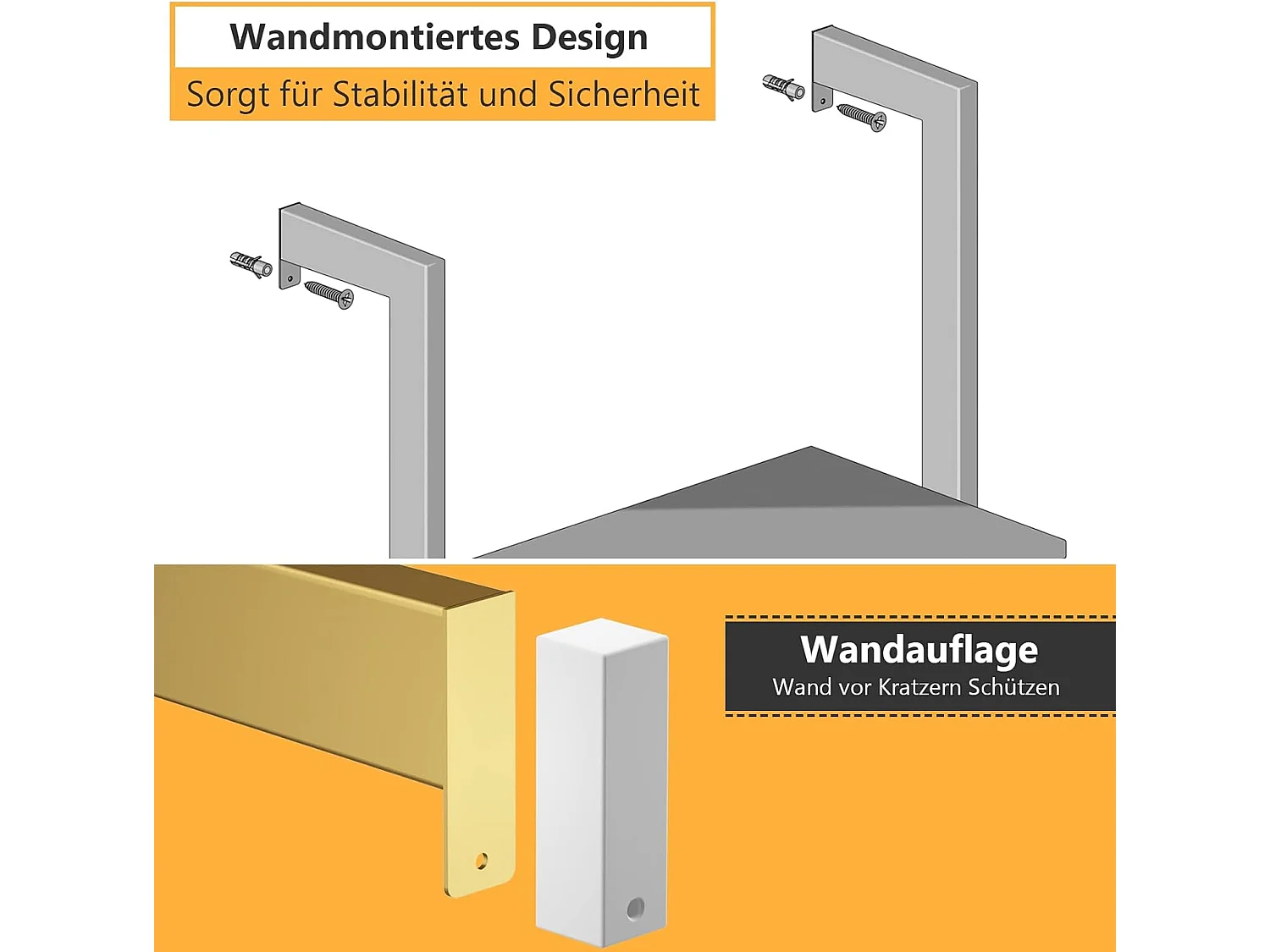 Leiterregal mit 5 Ebenen & Metallrahmen Standregal Bücherregal 61 x 30 x 183 cm Golden