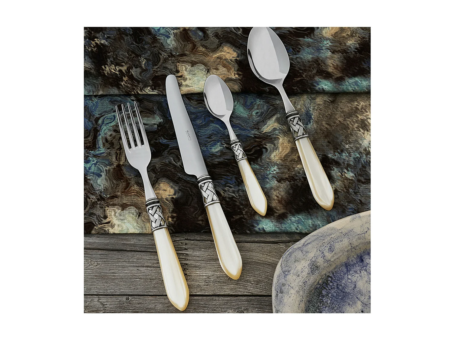 ALADDIN juego de anillos de plata antigua color marfil caja de galería de 49 piezas