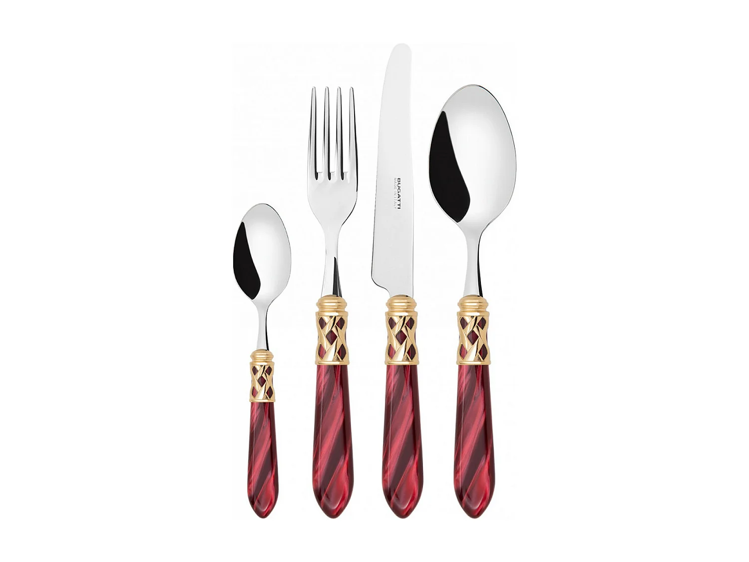 ALADDIN juego anillos dorados color burdeos caja galería 24pzs