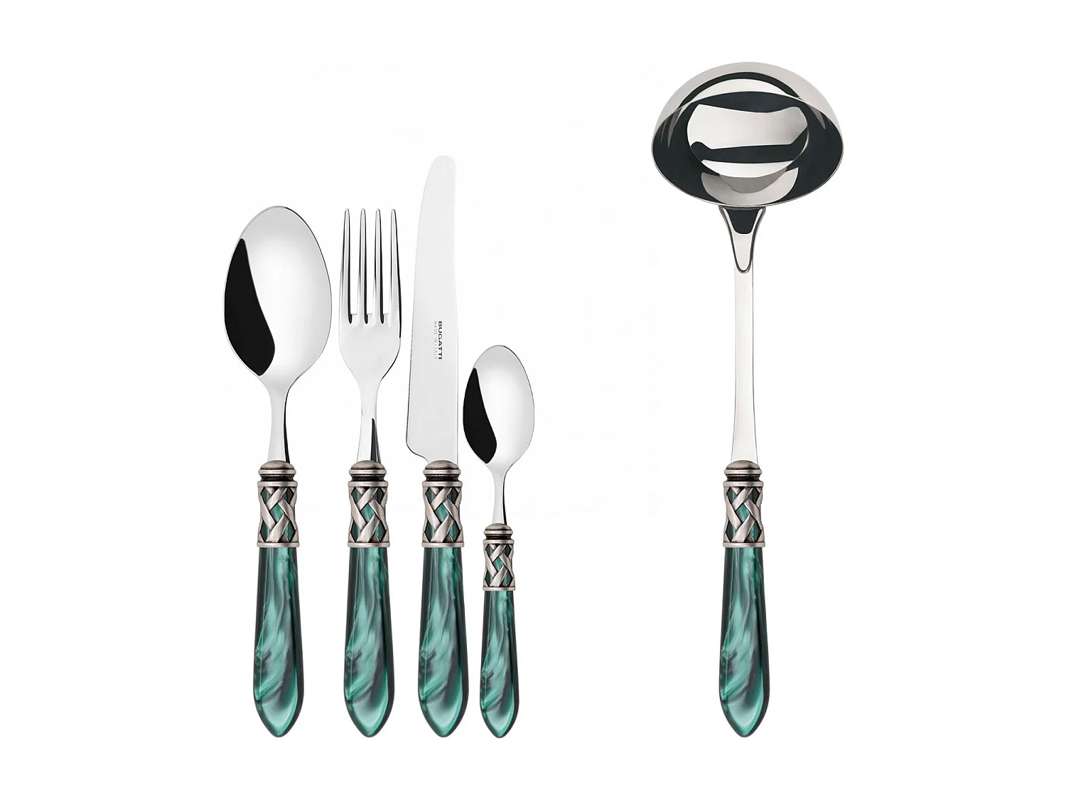 ALADDIN juego de anillos de plata antigua color verde caja de galería de 49 piezas