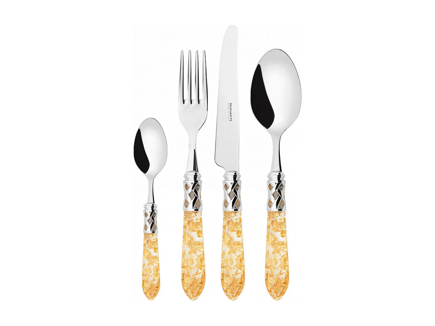 ALADDIN verchroomde ring met gouden stippen set van 24 stuks in galeriedoos