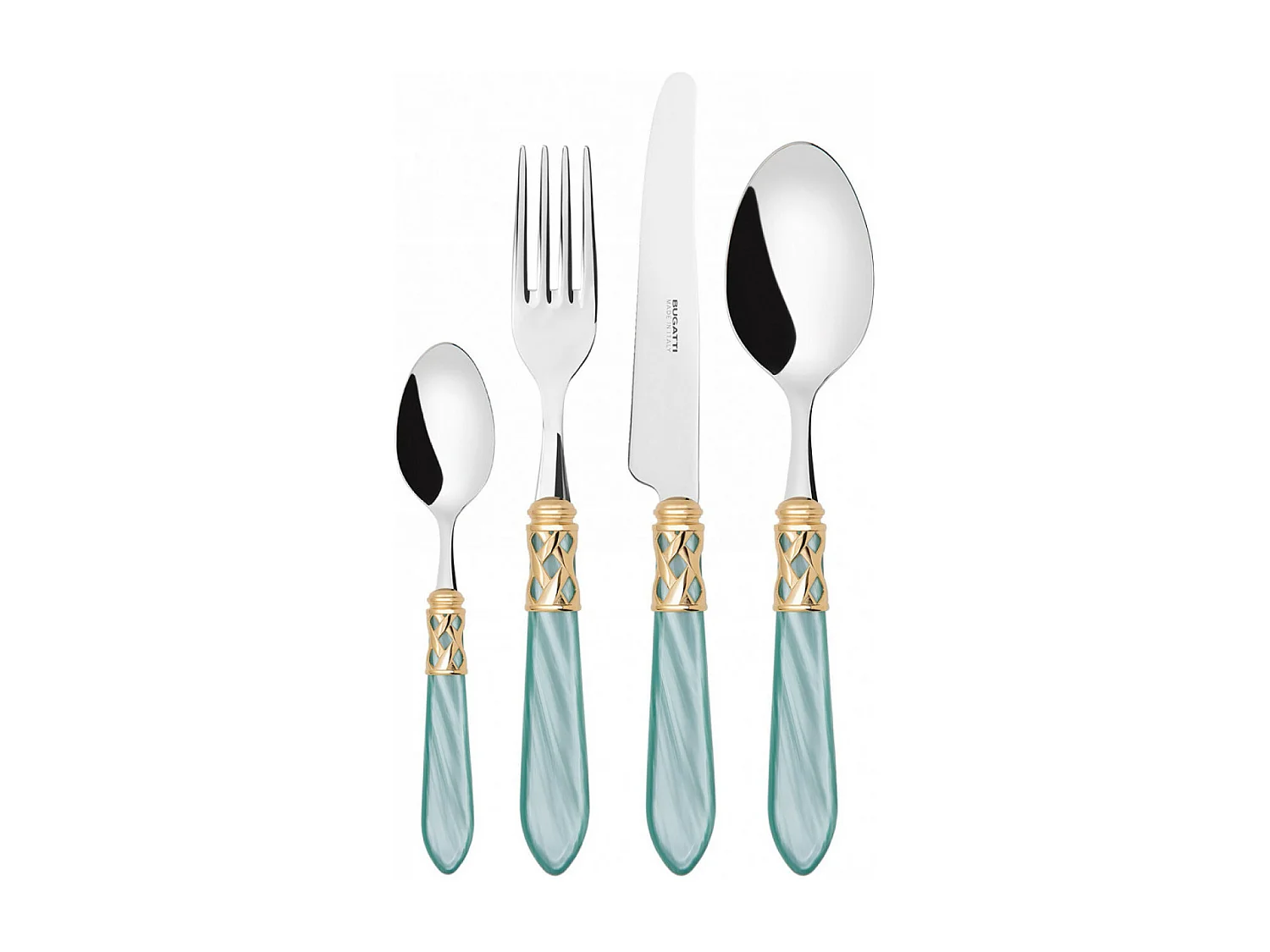 ALADDIN juego anillos dorados color agua verde caja galería 24pzs