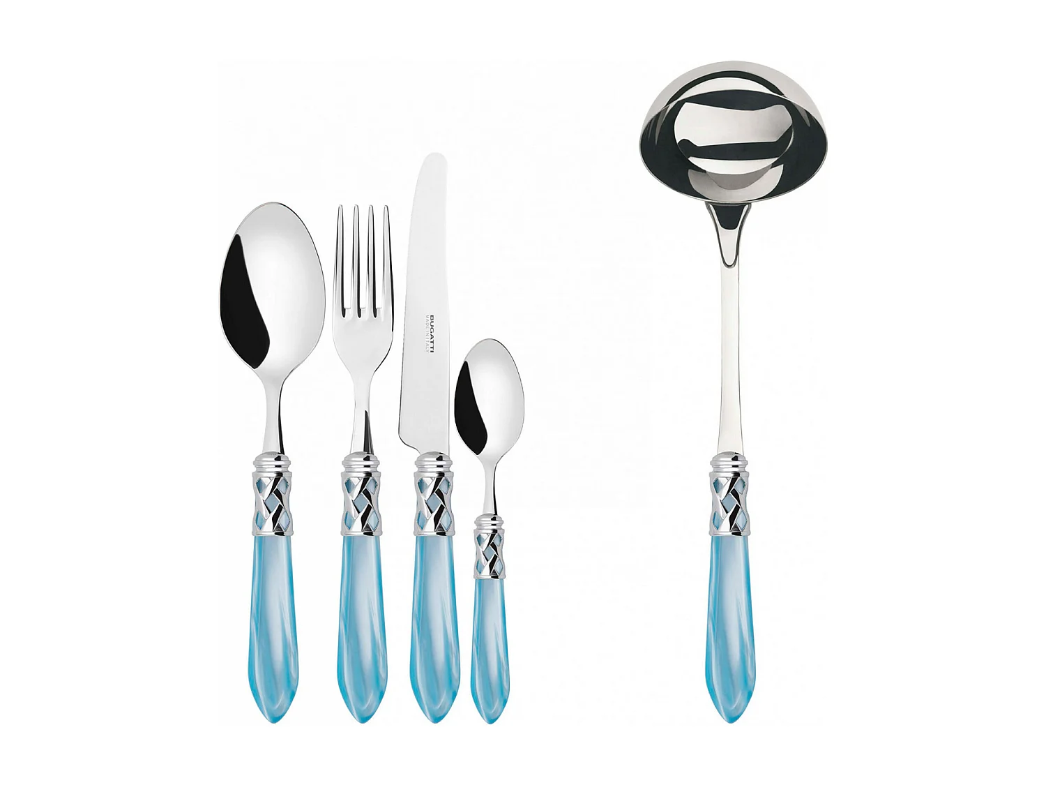 ALADDIN juego anillos cromados color azul cielo caja galería 49pzs