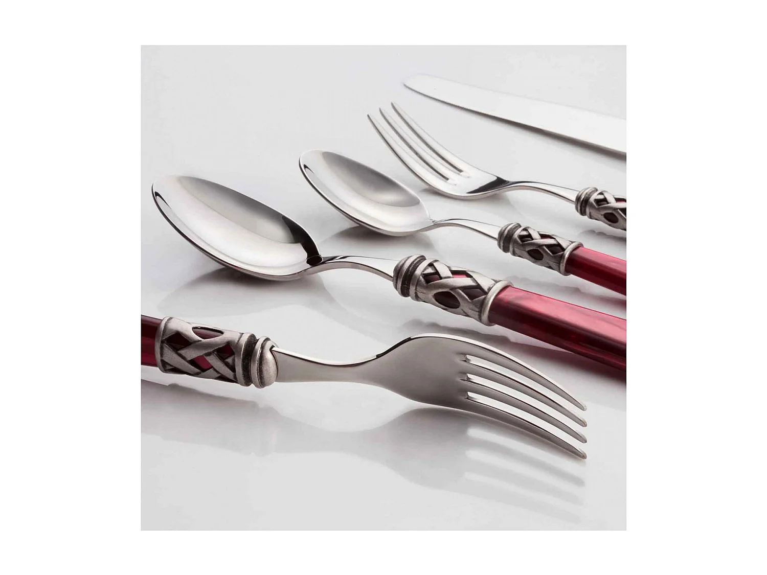 ALADDIN juego de anillos de plata antigua color burdeos caja de galería de 49 piezas