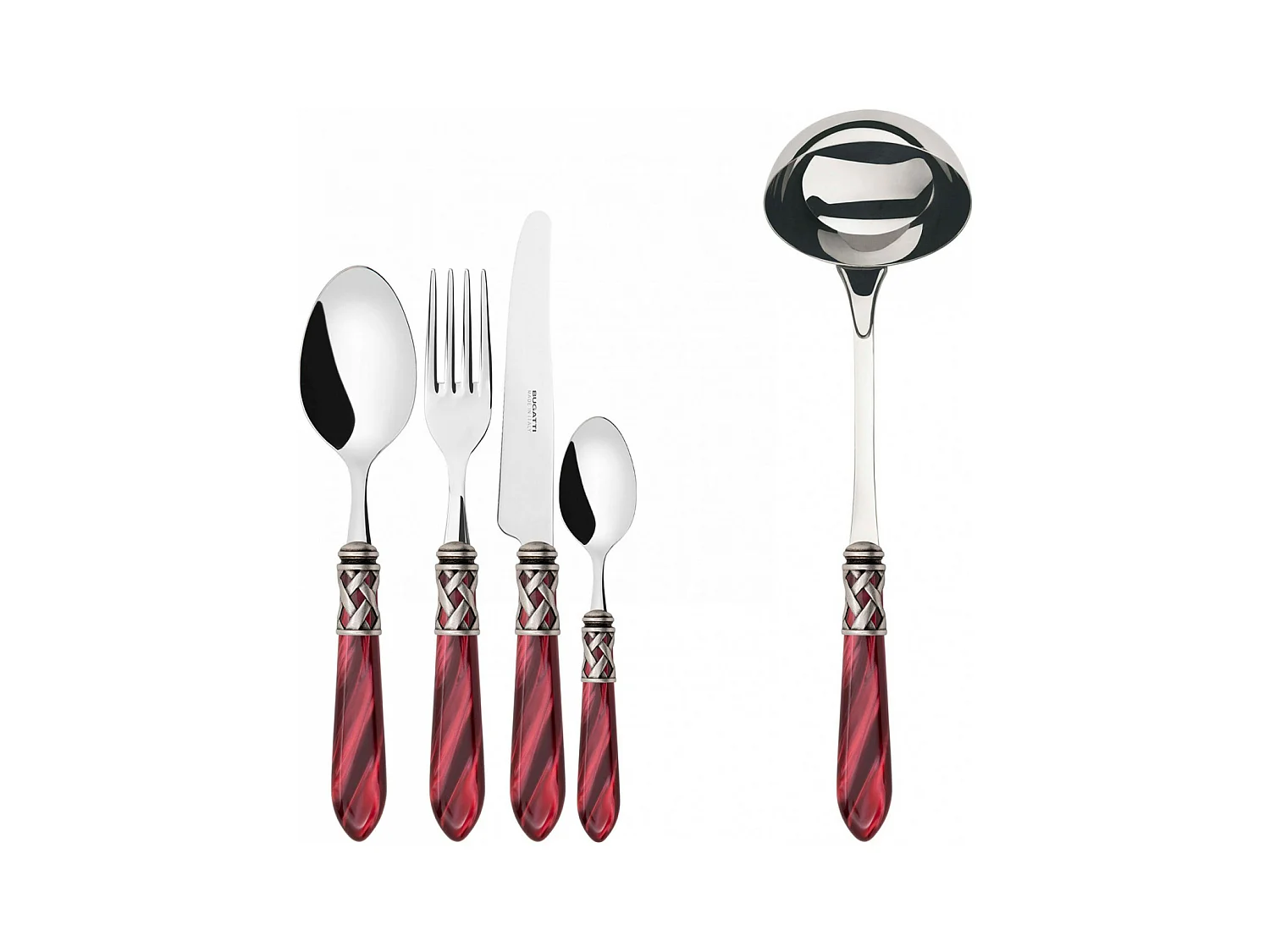 ALADDIN bordeaux kleur antieke zilveren ringset 49-delige galerijdoos