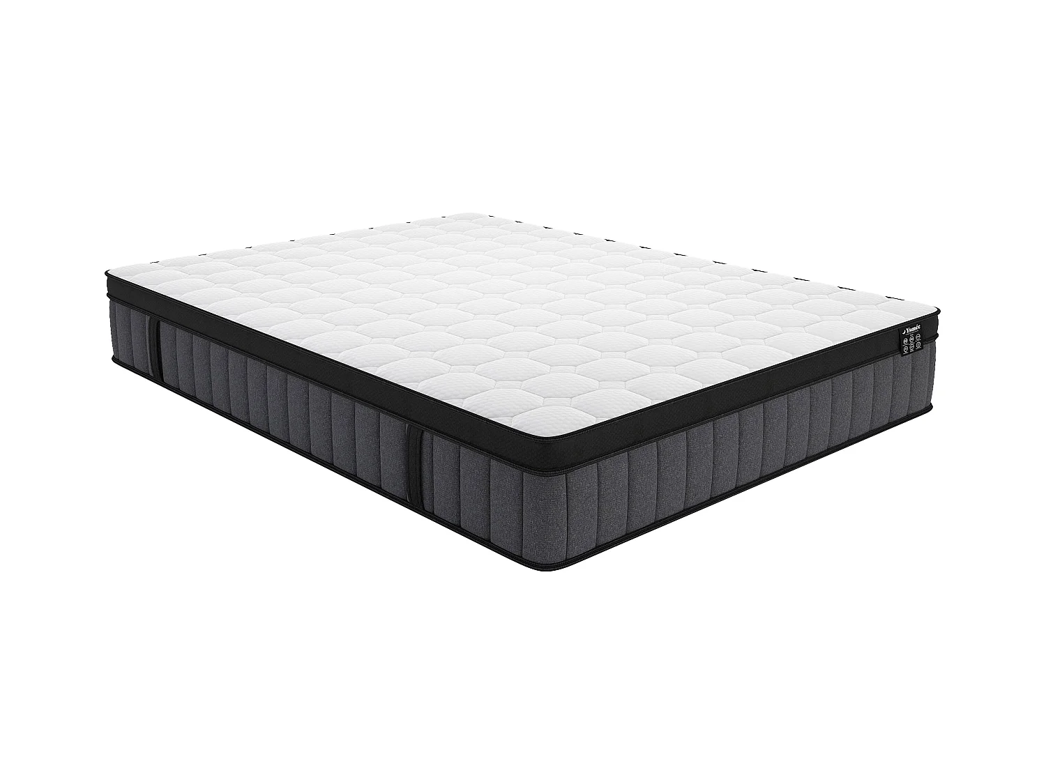 Ensemble 140 x 190 cm sommier coffre naturel clair + matelas hybride ressorts ensachés 7 zones et gel à mémoire de forme ép.25cm - TOLCA de YSMÉE