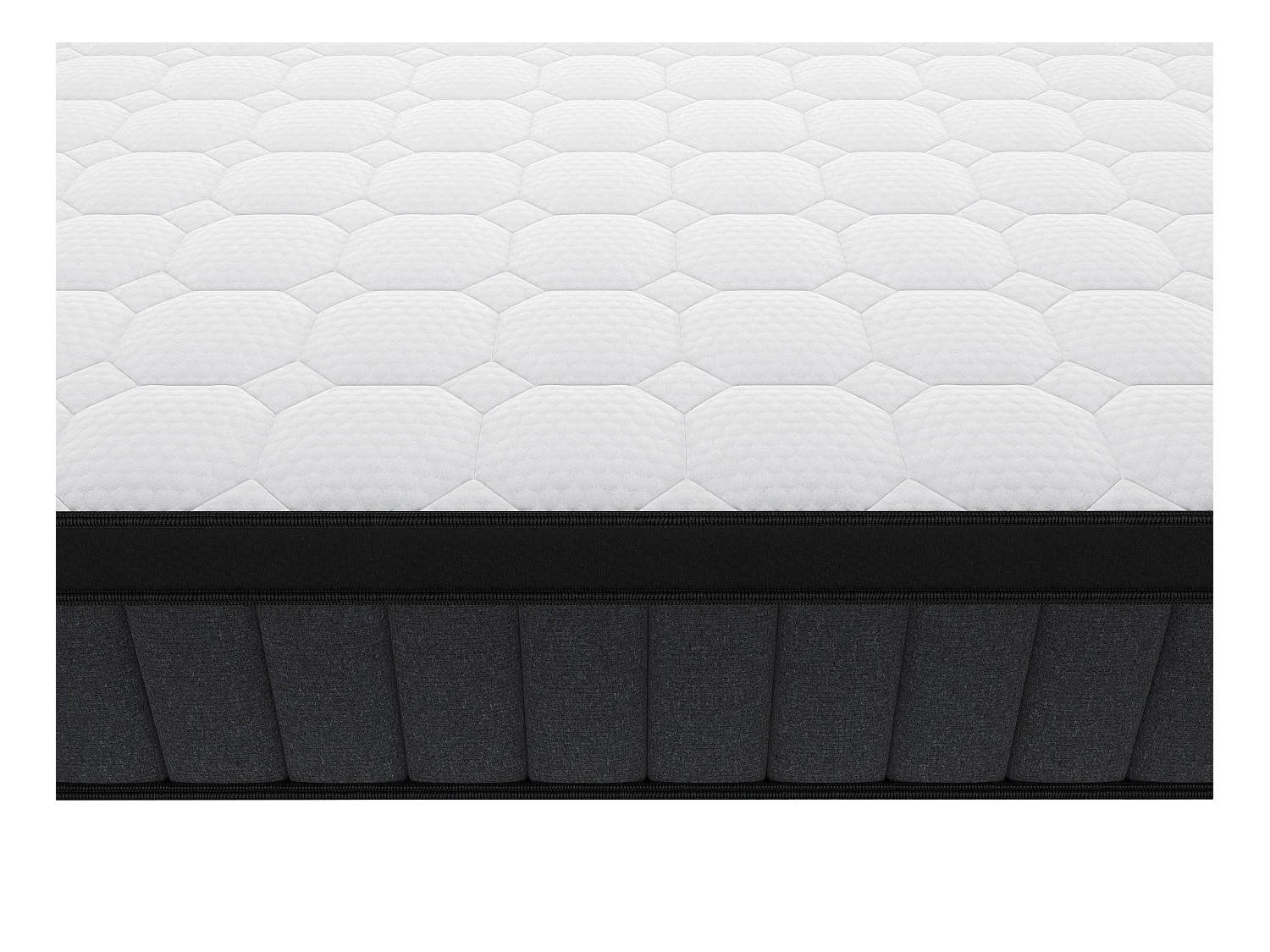 Ensemble 140 x 190 cm sommier coffre naturel clair + matelas hybride ressorts ensachés 7 zones et gel à mémoire de forme ép.25cm - TOLCA de YSMÉE