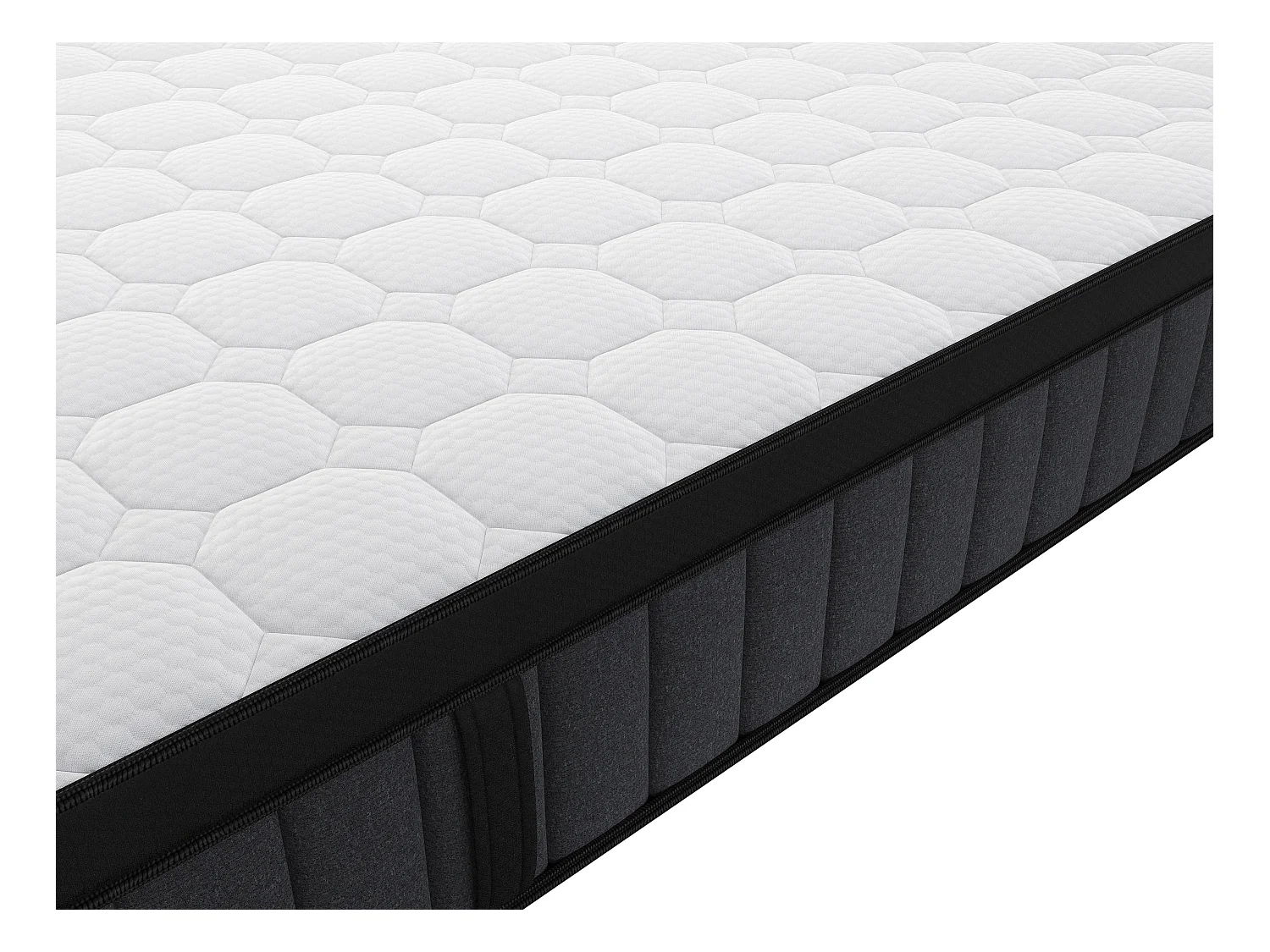 Ensemble 140 x 190 cm sommier coffre naturel clair + matelas hybride ressorts ensachés 7 zones et gel à mémoire de forme ép.25cm - TOLCA de YSMÉE