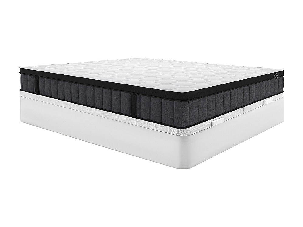 Set aus Bettgestell mit Bettkasten + Matratze - 180 x 200 cm - Hybridmatrat günstig online kaufen