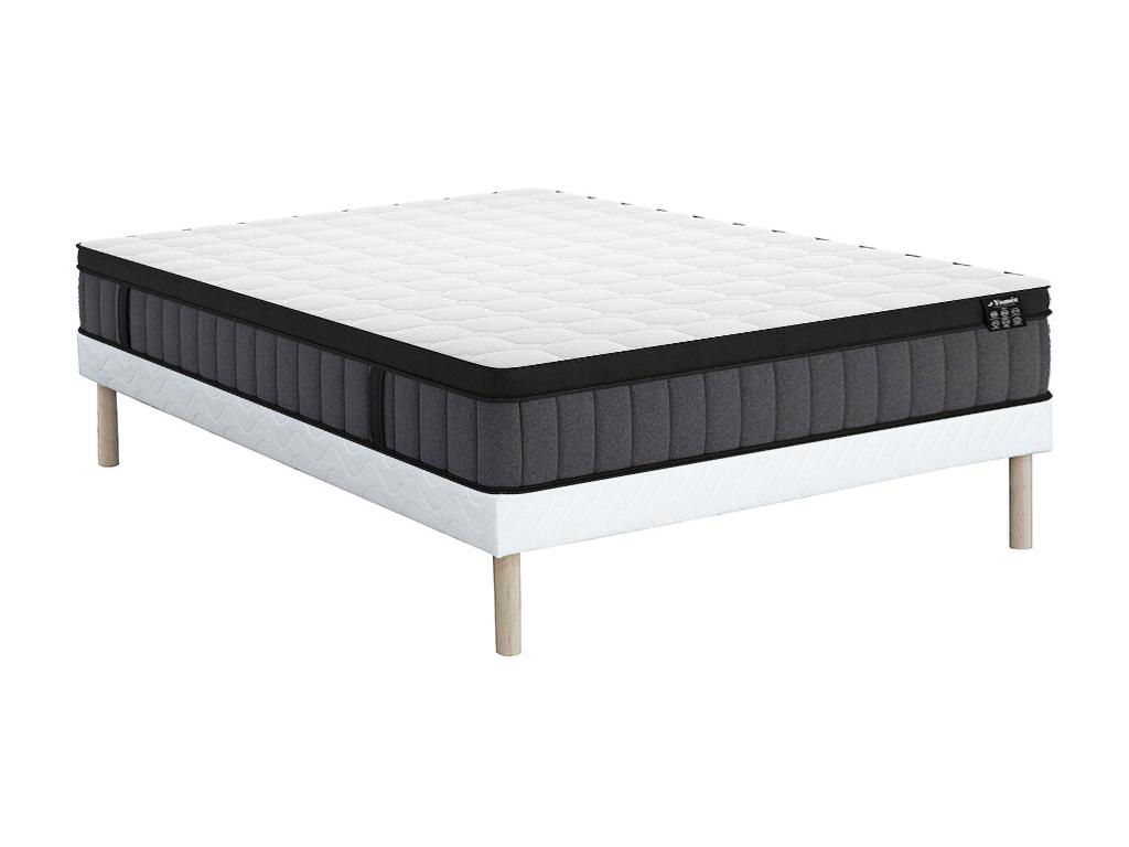 Set aus Bettgestell + Matratze - 160 x 200 cm - Hybridmatratze - 7-Zonen-Ta günstig online kaufen