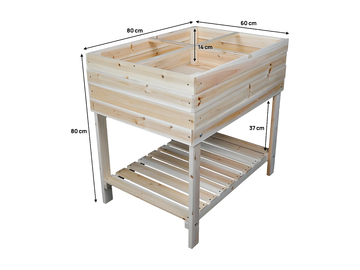 Carré potager sur pieds "Tulipes" - 80 x 60 x 80 cm