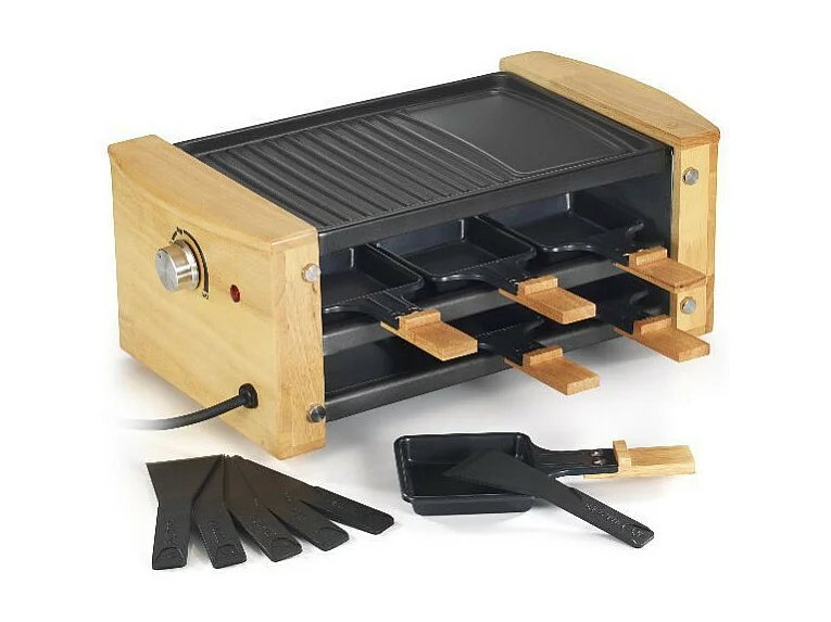 RACLETTE GRIL 6P 900W BOIS RANGE POELONS KITCHENCHEF - KCWOOD6RP