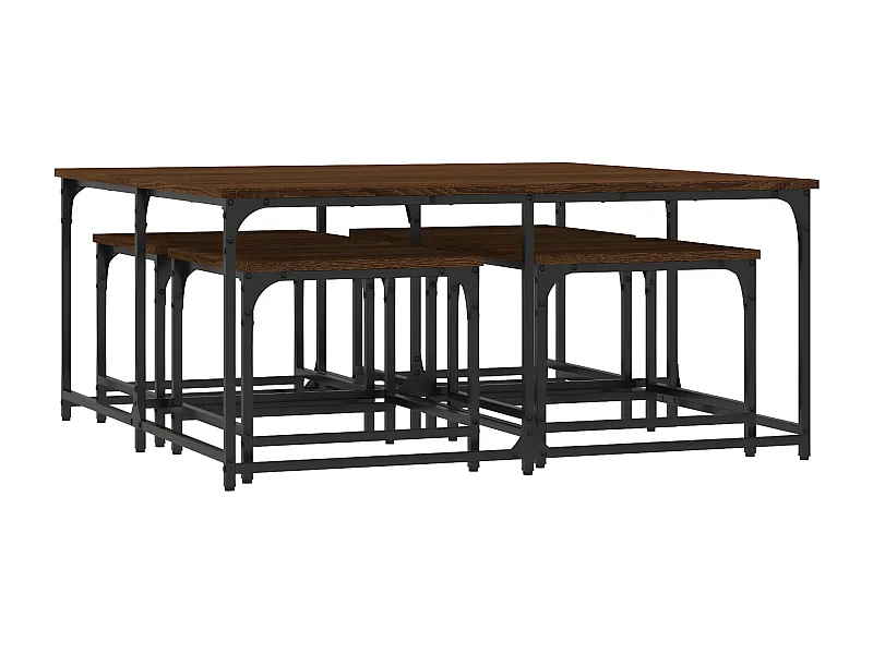 Tables basses gigognes 5 pcs chêne marron bois d'ingénierie