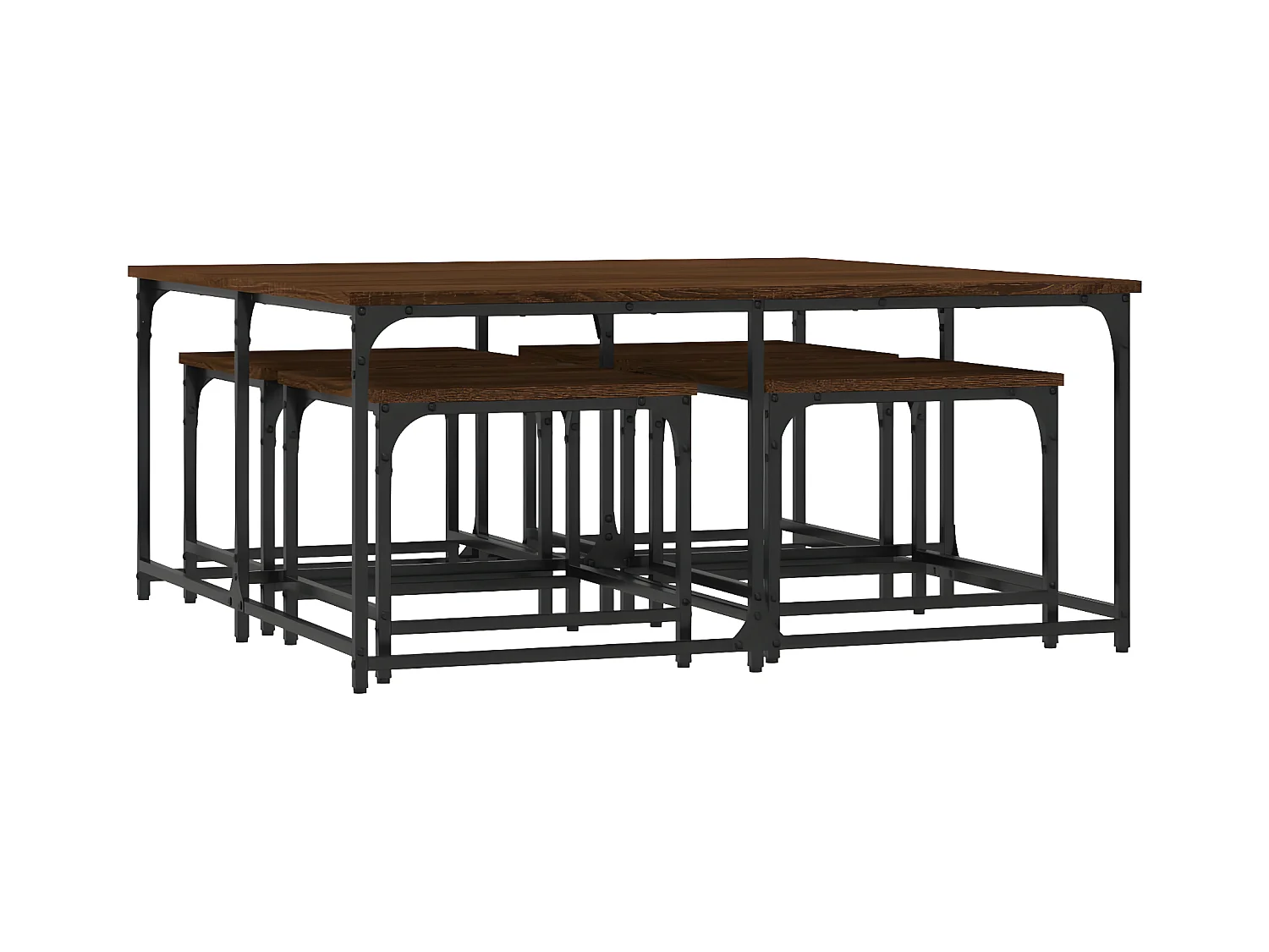Tables basses gigognes 5 pcs chêne marron bois d'ingénierie