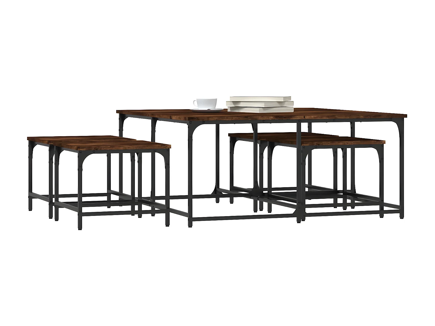 Tables basses gigognes 5 pcs chêne fumé bois d'ingénierie
