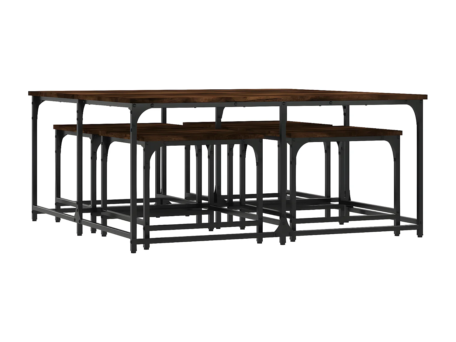 Tables basses gigognes 5 pcs chêne fumé bois d'ingénierie