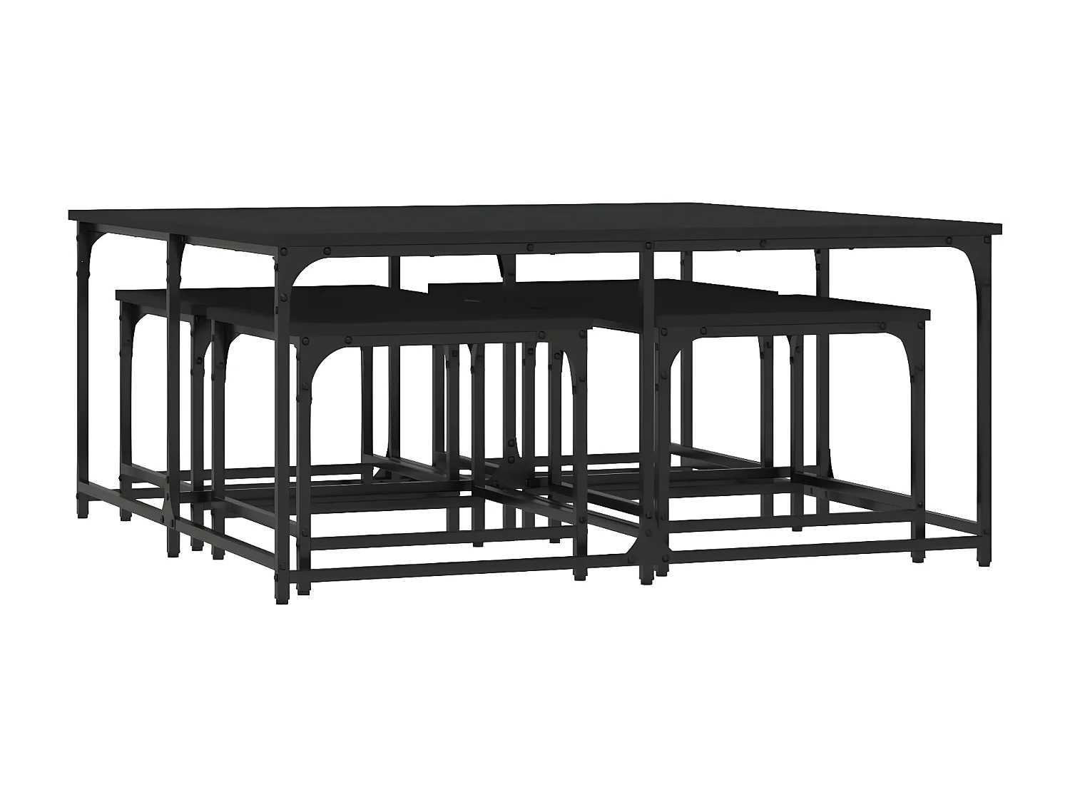 Tables basses gigognes 5 pcs noir bois d'ingénierie