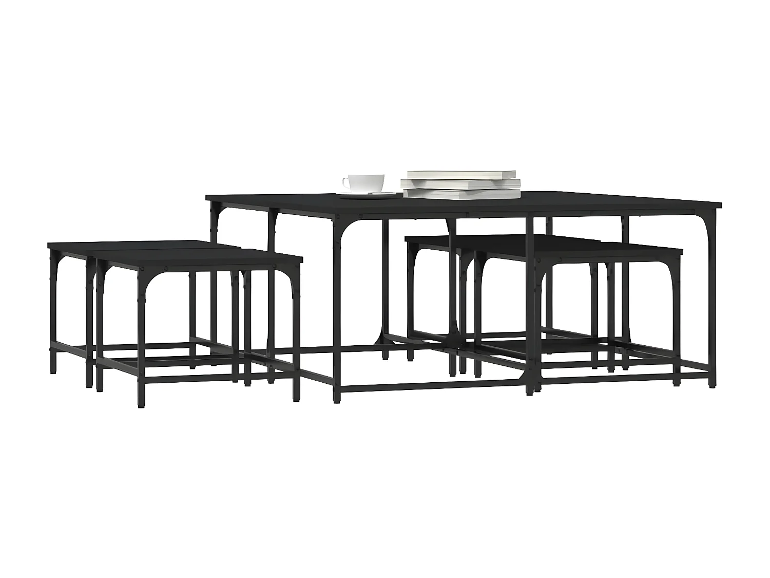 Tables basses gigognes 5 pcs noir bois d'ingénierie
