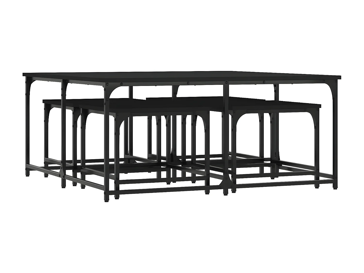 Tables basses gigognes 5 pcs noir bois d'ingénierie