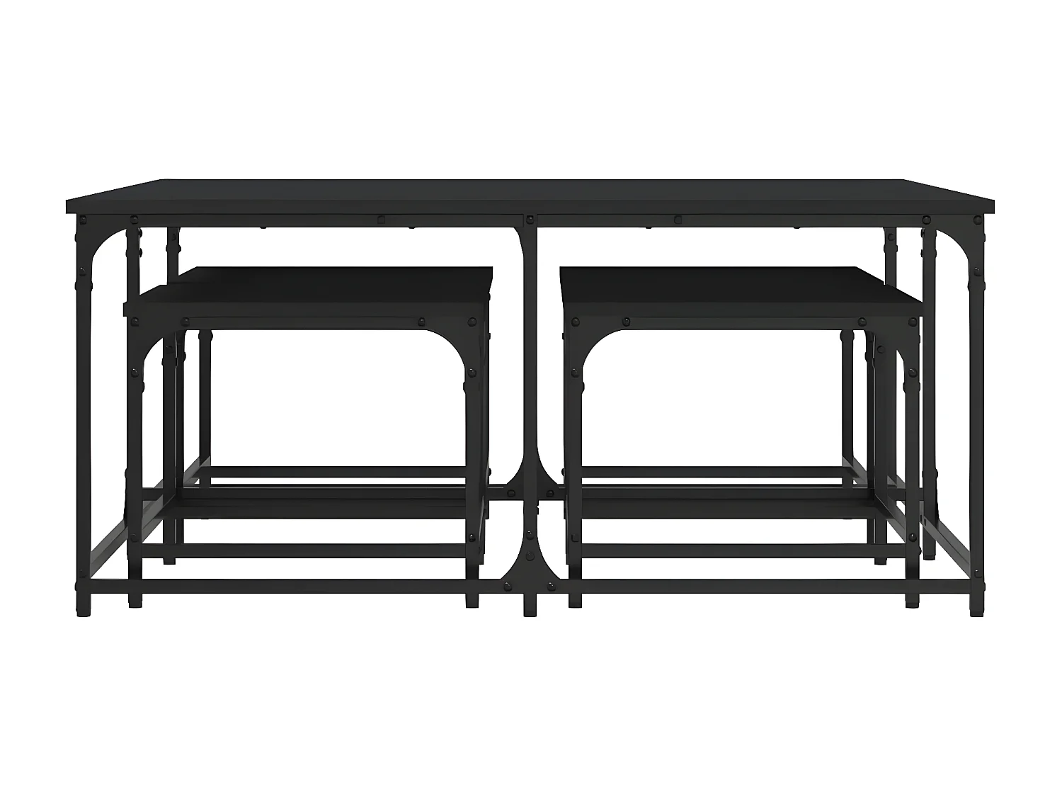 Tables basses gigognes 5 pcs noir bois d'ingénierie