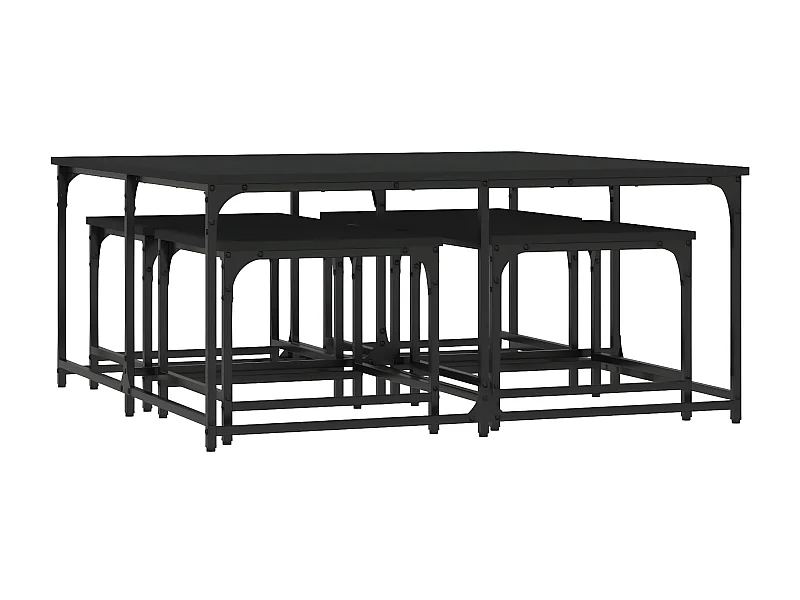 Tables basses gigognes 5 pcs noir bois d'ingénierie