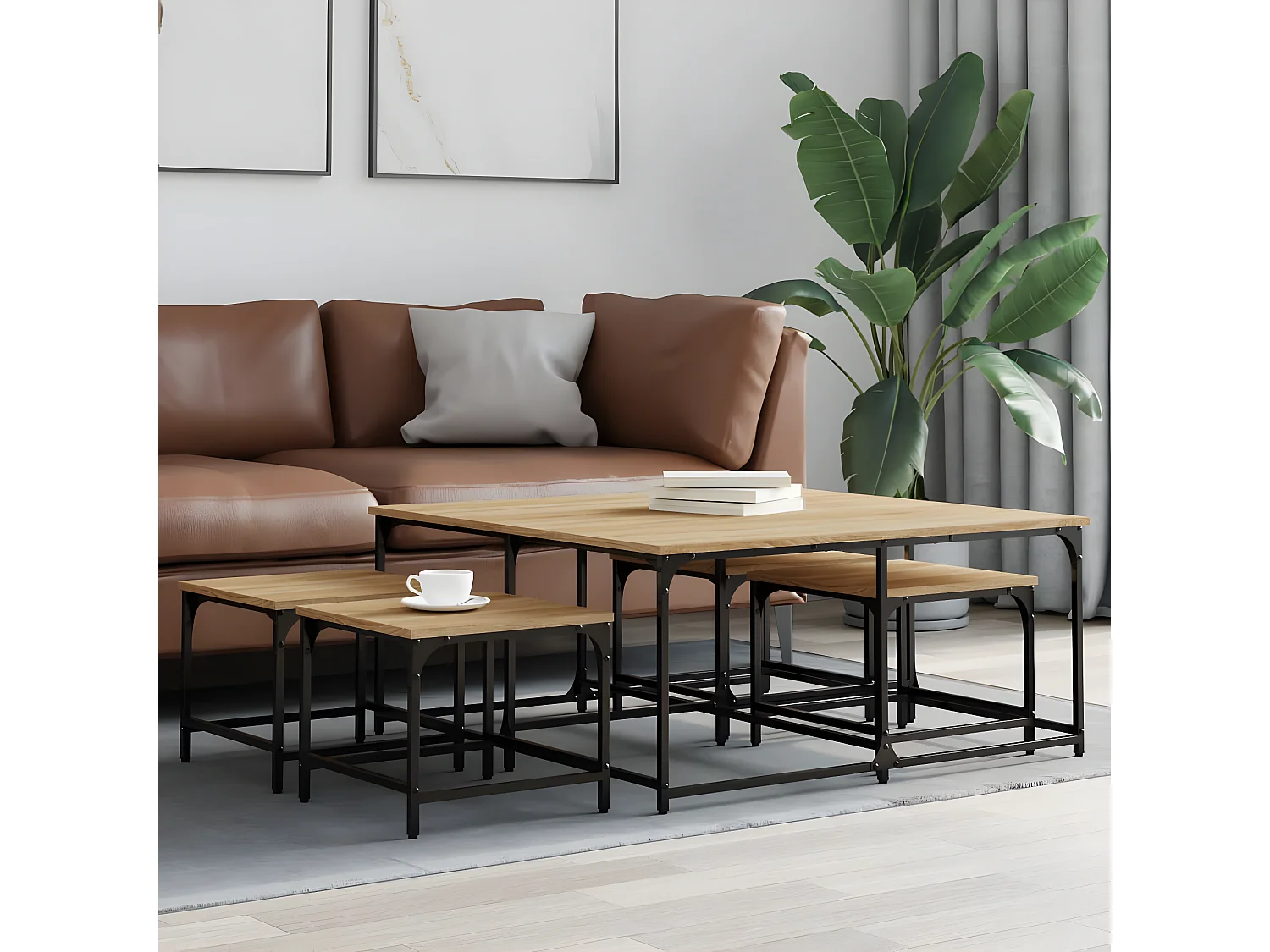 Tables basses gigognes 5 pcs chêne sonoma bois d'ingénierie