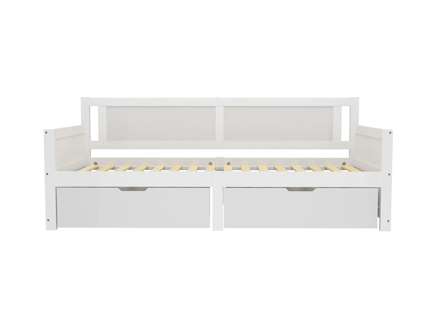 Lit banquette 90x200cm - avec 2 tiroirs - en bois massif - Blanc