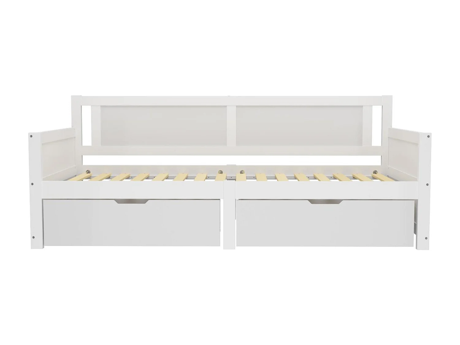 Łóżko banquette 90x200cm - z 2 szufladami - z litego drewna - Białe