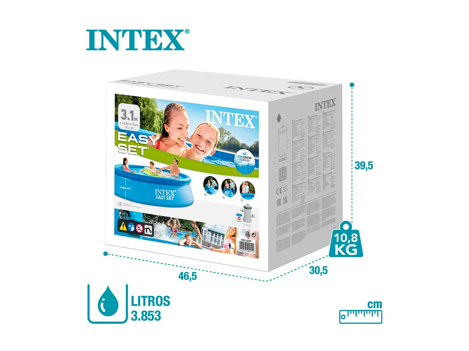 Intex 28122 Easy Set piscina fuori terra gonfiabile rotonda 305x76