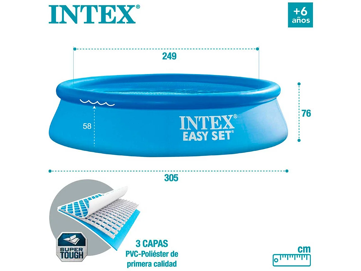 Intex 28122 Easy Set piscina fuori terra gonfiabile rotonda 305x76